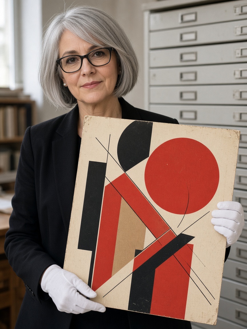 Portrait, curator with a print